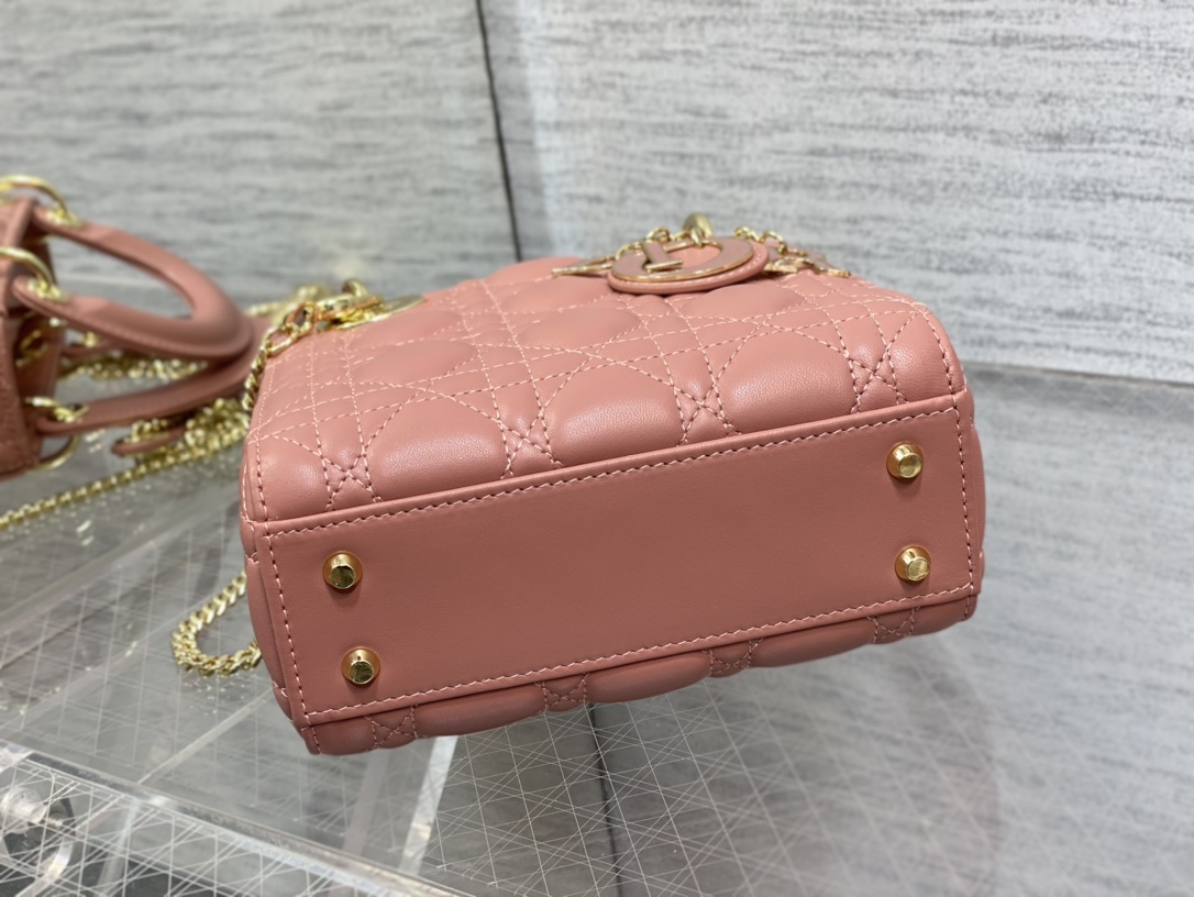 Mini Lady Dior Bag Coral Cannage Lambskin